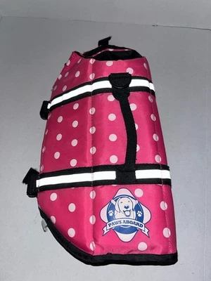 Paws Aboard Дизайнерский Спасательный Жилет для Собаки Флотационный Жилет Розовый В горошек Размер Маленький - Изображение 1 из 4