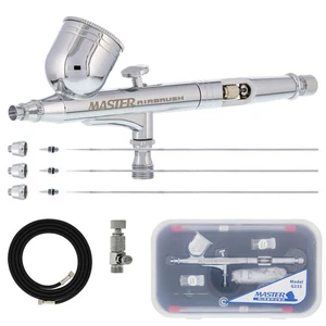 G233 Pro Set Master Gravity Airbrush Kit 3 Fluid Tips Air Hose, Hobby Auto Art - Picture 1 of 5