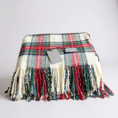 Manta italiana Tessilechiti roja verde tartán 51x67 hecha en Italia nueva con etiquetas Foto 1 de 4