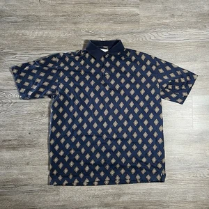 Vintage 90s Abstract Polo Shirt Mens Large Multicolor Geometric Collared - Picture 1 of 9