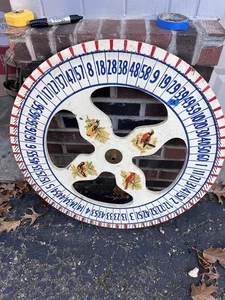 Vtg Antique Wood Carnival Gambling Roulette Wheel Game Deco Folk Art Circus Sign - Picture 1 of 10