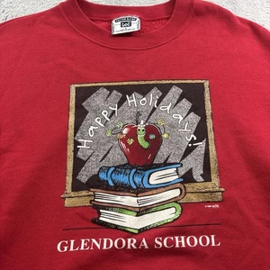 Vintage 90’s Happy Holidays Glendora School 1995 Crew Neck Sweatshirt Women’s L - Picture 1 of 7