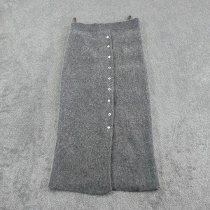 Hamells Skirt Womens Medium Grey Lambswool Angora Blend Knit Maxi Button Front - Picture 1 of 11