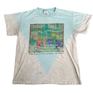 Camicia manica corta vintage 1998 Grateful Dead Bears in the Woods 'Play Dead' M - Foto 1 di 13