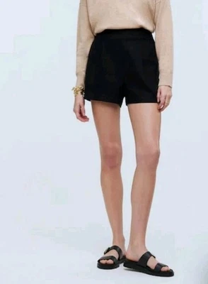 NEW MADEWELL Clean Pull On 100% Linen Shorts XL Black Lightweight 3.5" Pockets - Image 1 of 4