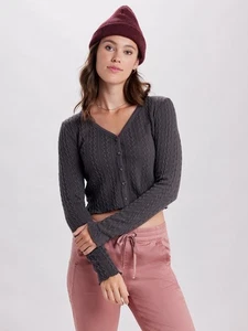 NWT Union Bay Skagit Cable Knit Long Sleeve Top Medium Galaxy Grey - Picture 1 of 8