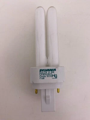 Sylvania CF9DD827/ECO 9W Double Compact Fluorescent Lamp 2-Pin Base 2700K(21122) - Image 1 of 2