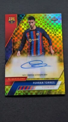2023 Topps Chrome Barcelona Gold Checkerboard Auto #AU-TO Ferran Torres /99 - Image 1 of 4