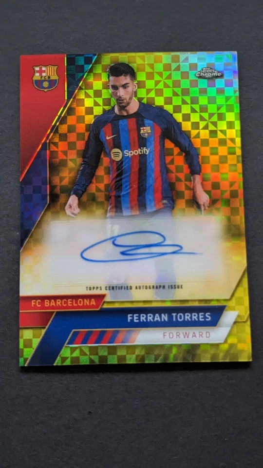 2023 Topps Chrome Barcelona Gold Checkerboard Auto #AU-TO Ferran Torres /99 - Image 1 of 4