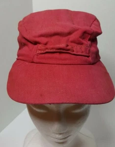 Vintage rot Canvas Ohrenklappe Hut tailliert gelb innen Elmer Kappe - Bild 1 von 9