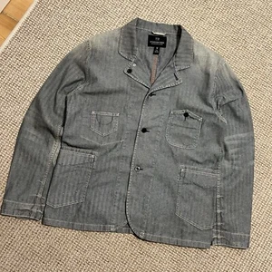 Scotch & Soda Amsterdam Blauw Herringbone Lightweight Chore Works Jacket - Picture 1 of 14