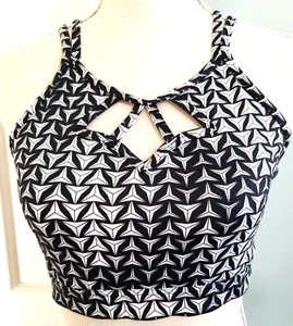 Victorias Secret Sport Sports Bra Large Black White Cut out front Strap back EUC - Picture 1 of 12
