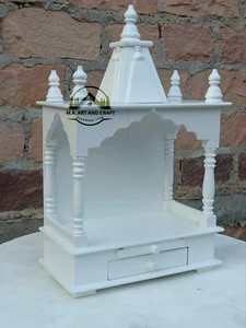 Tempio in legno Pooja Mandir bianco Ghar Mandap per culto decorazione casa da parete - Foto 1 di 7