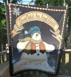 Snowflakes are Angel Kisses Polyester Throw Blanket 50 x 60 Winter Country Decor - Picture 1 of 5