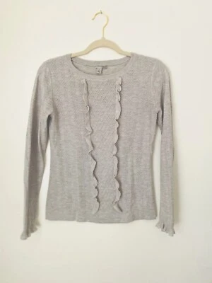 Suéter Halógeno Para Mujer XS Gris Tejido Femenino Con Volantes Primavera Ligero Foto 1 de 4