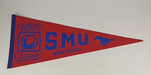 Vintage 1983 Southern Methodist SMU Mustangs Cotton Bowl 30" Pennant NOS Cover