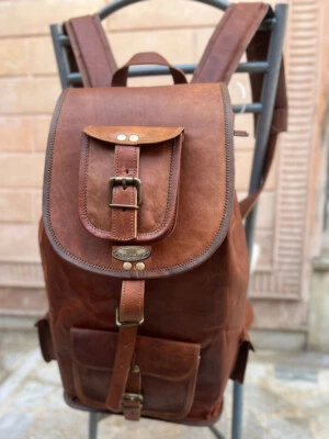 Mochila de viaje de cuero genuino de todos los tiempos mejor mochila para hombre y mujer Foto 1 de 4