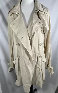 GUESS Button Double Breasted Ivory Trench Coat Women's Size Small - Picture 1 of 8