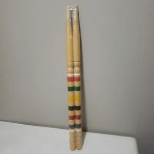 VTG New Pair Croquet Wood Stakes 18" Sticks Peg Six Colors Stake Pin Decorative - Picture 1 of 4