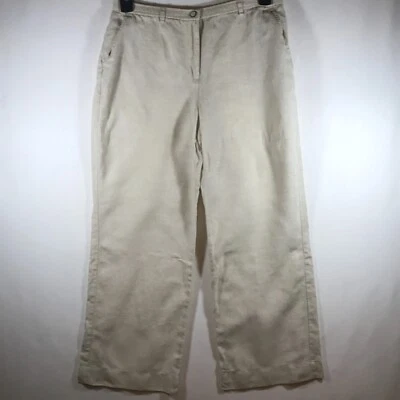 Pantalones para mujer JM Collection 8P blanco roto 100 % lino Foto 1 de 4