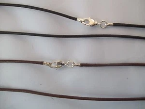 Halskette Ziegenleder Karabiner versilbert Echtleder Kette Lederkette 38cm-60cm - Picture 1 of 3