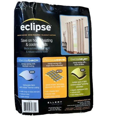 Eclipse Energy Saving Noise Reducing Blackout Curtain One Back Tan Panel 42x95in - Image 1 of 4