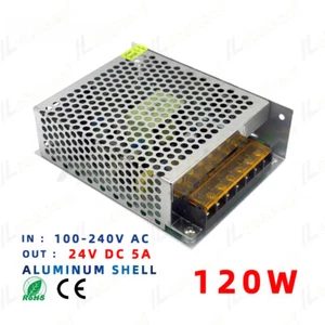 24V 120W Switch Power Supply 100-240V AC to DC 5A Indoor LED Driver Converter - Picture 1 of 8
