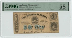 ALABAMA veraltete Mongomerie 50 Cents 1863 PMG AU58 949325-4 - Bild 1 von 2