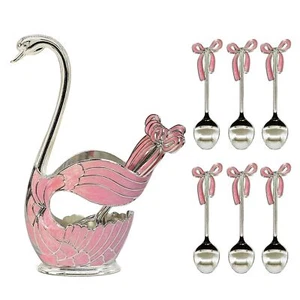 Coffee Spoon Holder Coffee Dessert Spoon Set Metal Swan Base Holder Spoon Organi - Picture 1 of 9