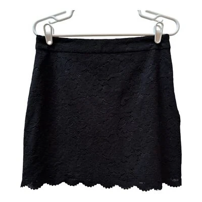 NUEVO CON ETIQUETAS Falda Preppy Recta Forrada de Encaje Negra Aqua Talla L Foto 1 de 4