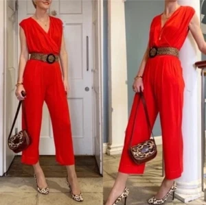 NWT Cabi Uptown Jumpsuit Ankle/Cropped in Vermilion Red M - Picture 1 of 16