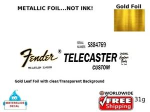 Fender Telecaster Custom guitar headstock Restoration decal waterslide 31g - Bild 1 von 1