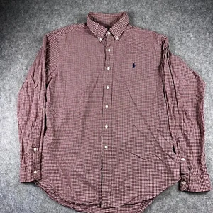 Ralph Lauren Mens Button Down Shirt Long Sleeve Size XL Red Check Classic Fit - Picture 1 of 8