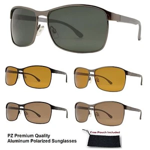 Herren PZ Premium Qualität Aluminium leichtes Gestell rechteckige polarisierte Sonnenbrille - Bild 1 von 10