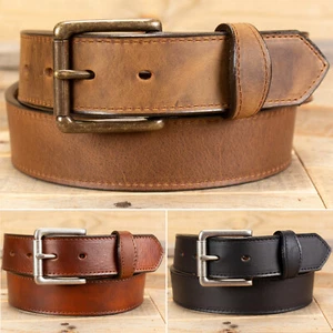 Scalloped Tab Oil Tanned Leather Work Belt - Amish Handmade by Yoder Leather - Picture 1 of 10