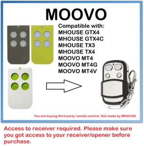 Mando a distancia compatible MOOVO MT4, MT4G, MT4V código rodante 433,92 MHz - Imagen 1 de 5