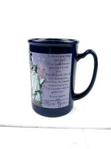 STATUE OF LIBERTY 3D 5" Tall Blue Ceramic Mug New York City Emma Lazarus Poem - Picture 1 of 5