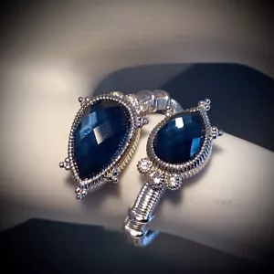 NUEVO CON ETIQUETAS ANILLO JUDITH RIPKA PLATA ESTERLINA, CUARZO AZUL Y TOPACIO BLANCO TALLA 7 - Imagen 1 de 9