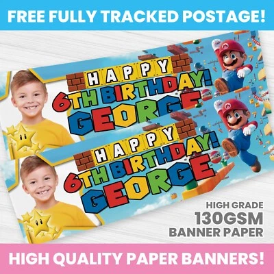FOTO PERSONALIZADA SUPER MARIO BANNER DECORAÇÃO FESTA TUBARÃO ANIVERSÁRIO BANNERS - Imagem 1 de 3