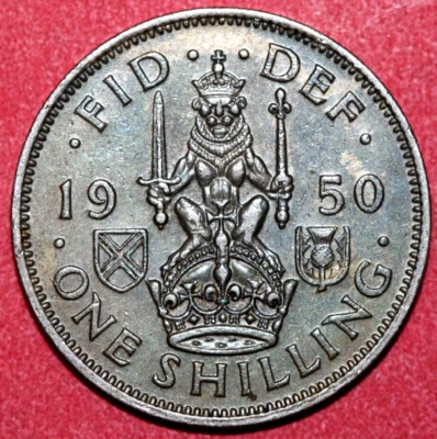 Great Britain 1950 Shilling, King George VI, Scottish Lion- Foreign Coin  23.5mm - Image 1 of 2