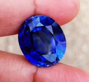 15.5x14mm. 17.10cts. EXCELLENT OVAL BLUE CORUNDUM SAPPHIRE  TOP COLOR! - Picture 1 of 10