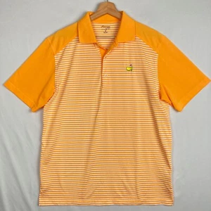 Masters Tech Orange Striped Polo Shirt Men's Size Medium Golf Performance - Picture 1 of 9
