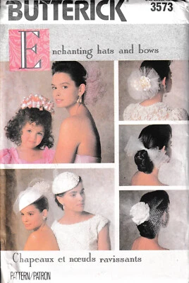 Vtg 1980s Special Occassion Bridal Veil Wedding Hat Bow Headpiece Sewing Pattern - Image 1 of 4