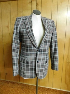 Vintage IMPERIAL BY HAGGAR Wool Jacket Blazer Gray Brown Plaid 44" Chest - Picture 1 of 9