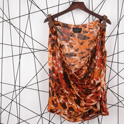 LUISA SPAGNOLI Womens 100% Silk Buckle Shoulders Cowl Neck Sleeveless Tank Top S - Image 1 of 4