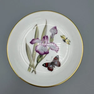 Vtg Royal Worchester Fine Bone China Trinket Dish Coaster Iris Butterflies 4.5" - Picture 1 of 8
