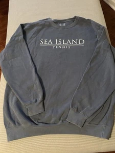 Comfort Colors Sea Island Tennis Crewneck Sweatshirt Large Blue - Picture 1 of 5