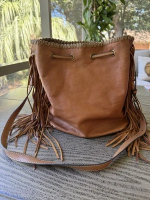 Bolso Bandolera Patricia Nash Flecos Cuero Cubo Cordón Cartera Boho Hippie Foto 1 de 4