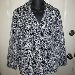 Chaqueta de algodón con estampado de guepardo de piel sintética Liz Claiborne Lizwear talla grande L - Imagen 1 de 8
