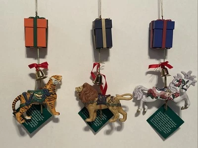 VTG Heritage House Musical Carousel Horse Christmas Ornaments ~ Lion Horse Tiger - Image 1 of 4